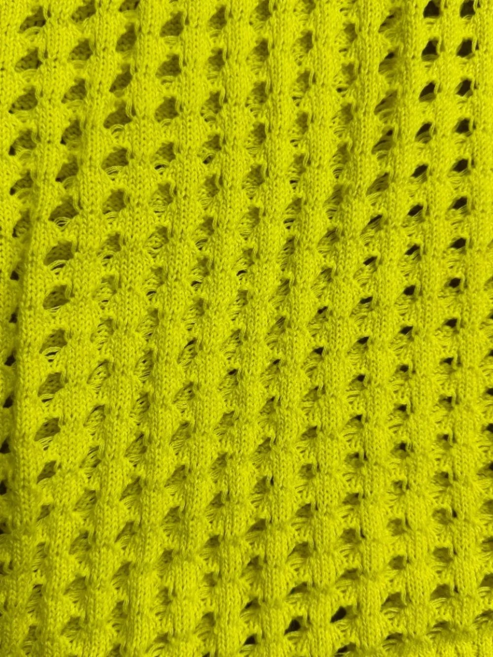 DKNY Jeans Neon Yellow V-Neck Open-Knit Crochet Sweater L - Picture 6 of 8